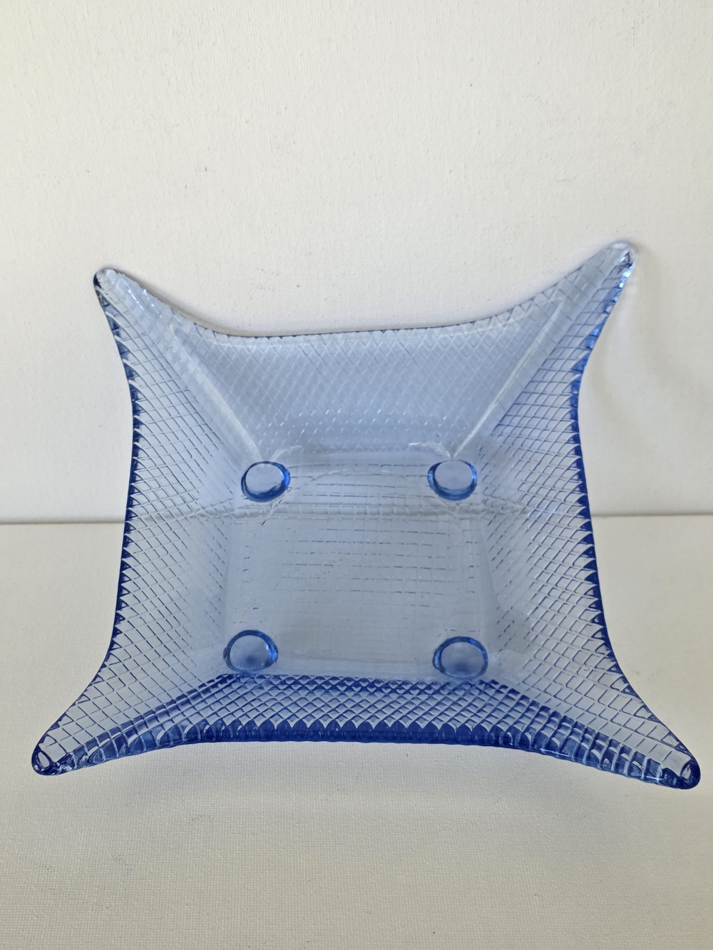 Vintage Indiana Trinket Blue Glass Square Dish.